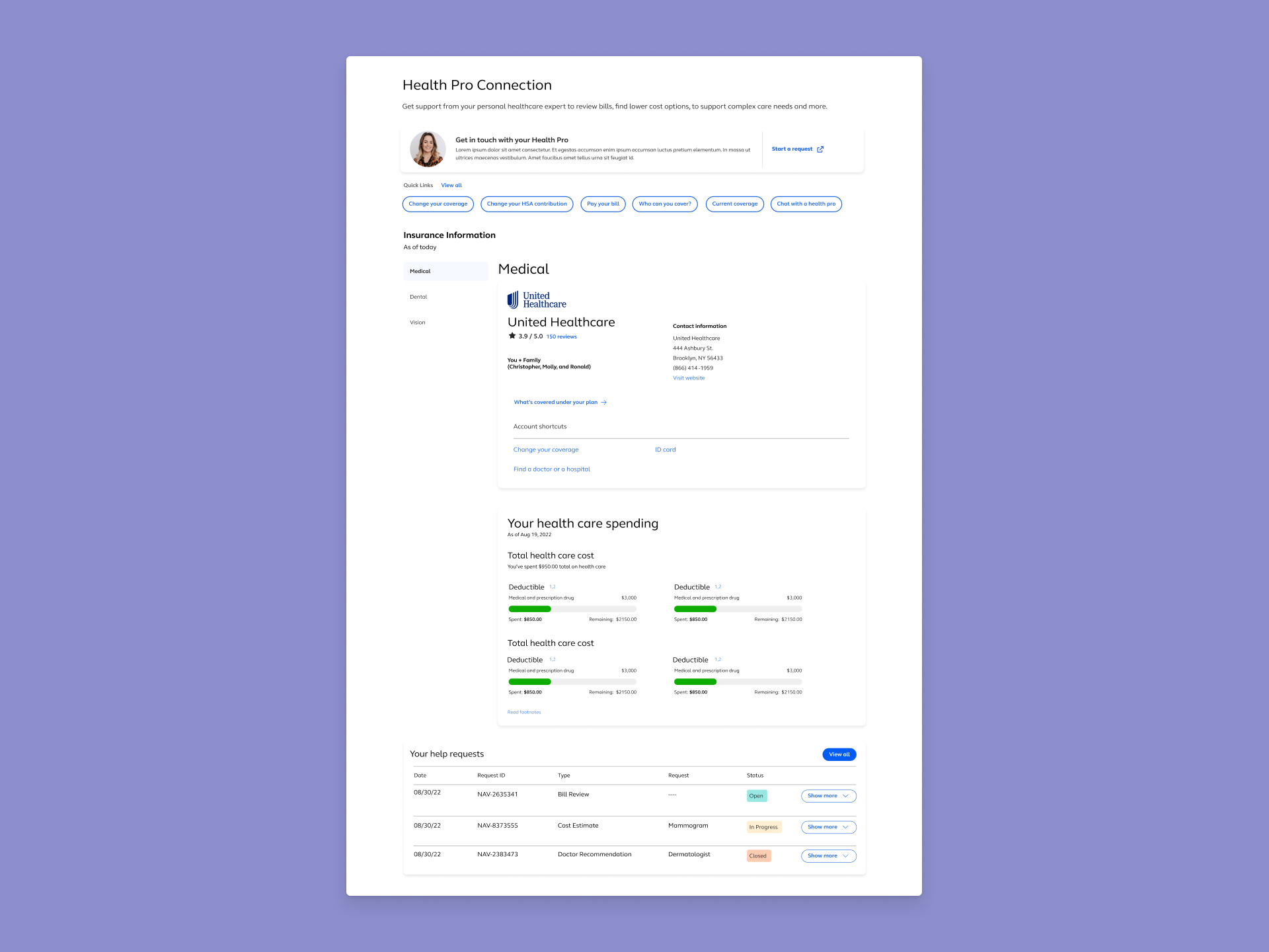 Healthcare Navigation before the redesign